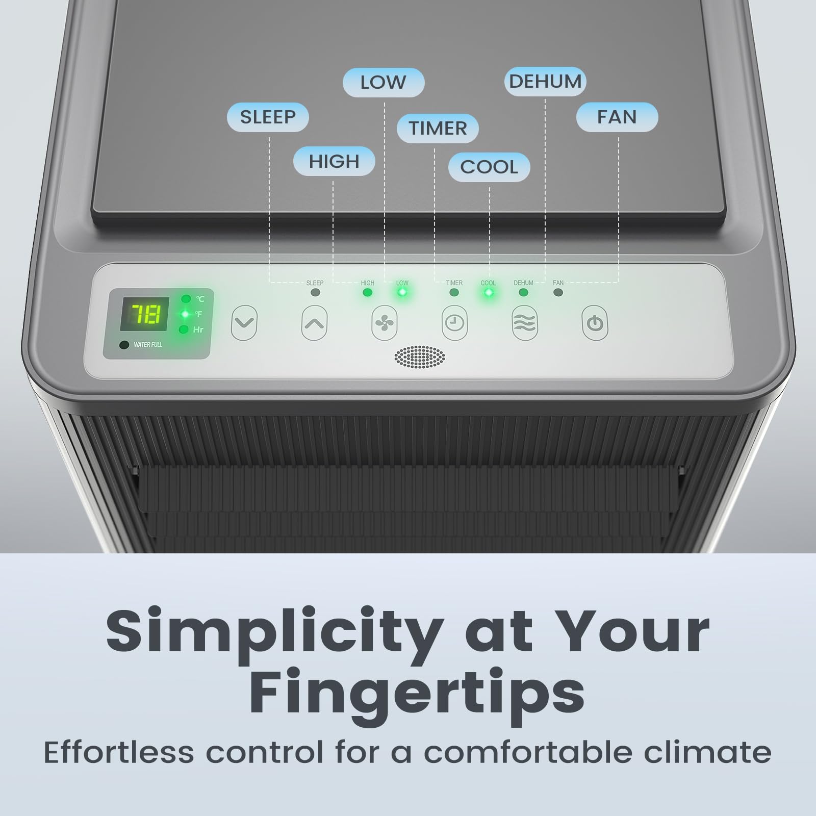 Air Choice 10000 BTU Portable Air Conditioner - Cools Rooms Up to 450 Sq.Ft | 3-in-1 AC Unit with Dehumidifier & Fan | 24H Timer & Remote Control | Includes Window Kit | Metallic Grey | Perfect for Bedrooms, Living Rooms & Home Offices