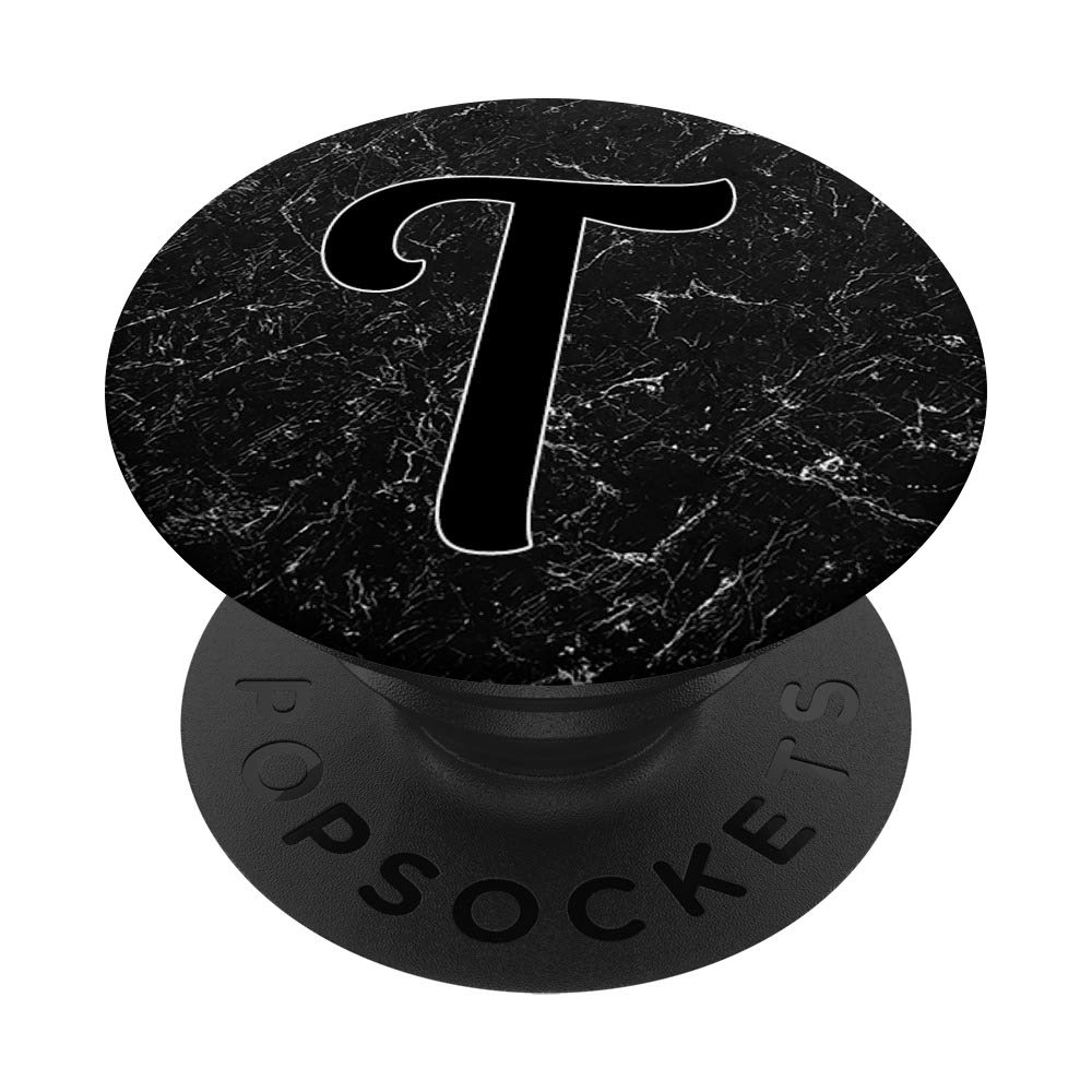 Black T Initial PopSockets Grip & Stand for Phones - Car & Desk Use
