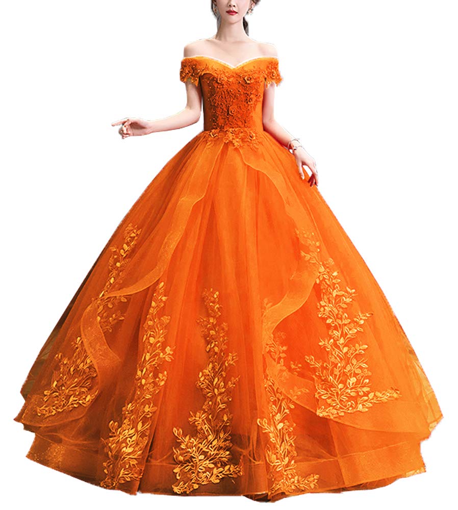 LBKKC Women's Sweet 16 Ball Gown Dress - Off Shoulder Tulle Lace Quinceanera Dress Sleeveless Plus Size Formal Party Gown for Prom, Homecoming, Wedding, Birthday Celebration