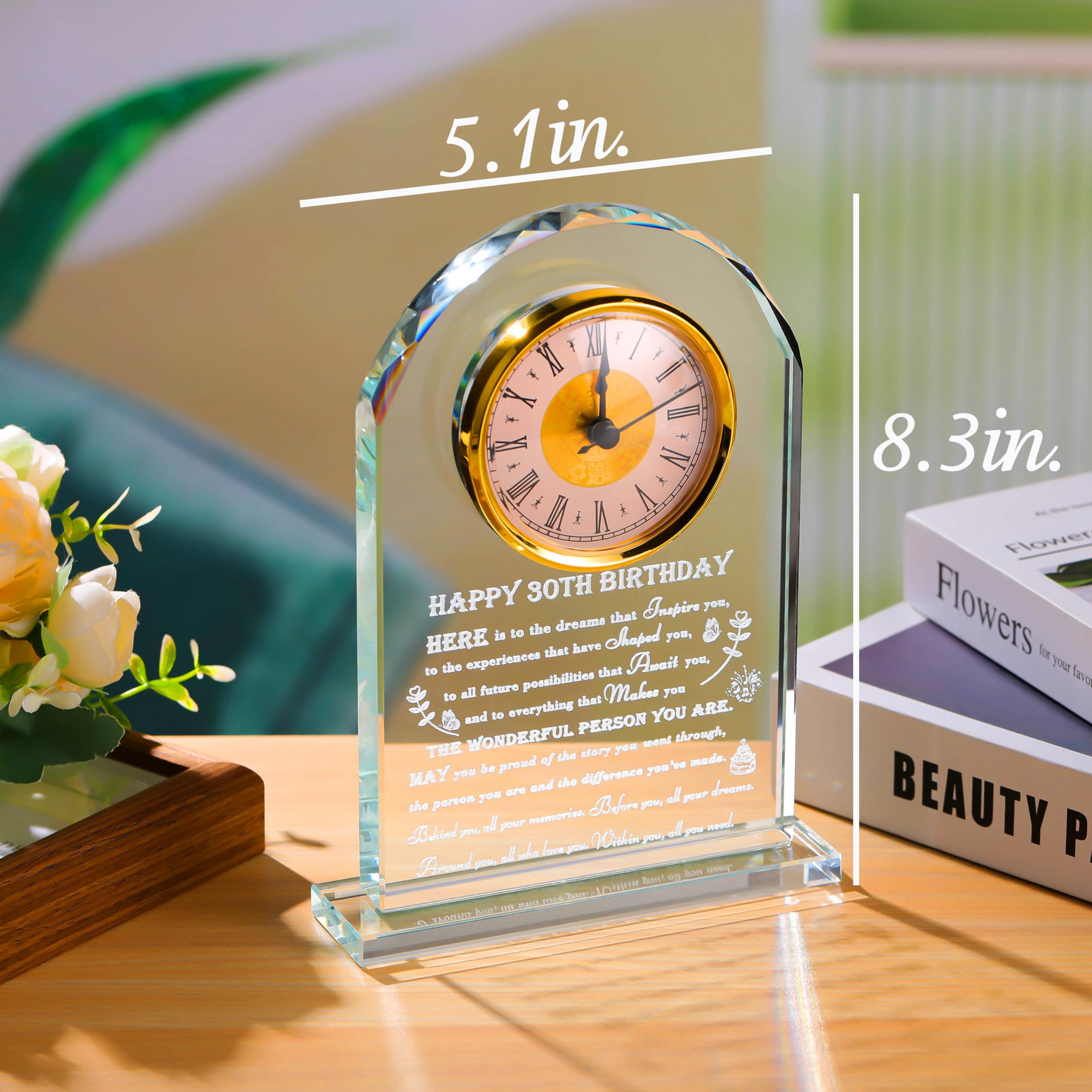 Personalized 30th Birthday Crystal Clock Gift for Women & Men - Custom 1994 Engraved 80-Year-Old Birthday Present - Unique Birthday Gift Ideas for Mom, Dad, Her & Him - Perfect for Anniversary, Retirement & Milestone Celebrations