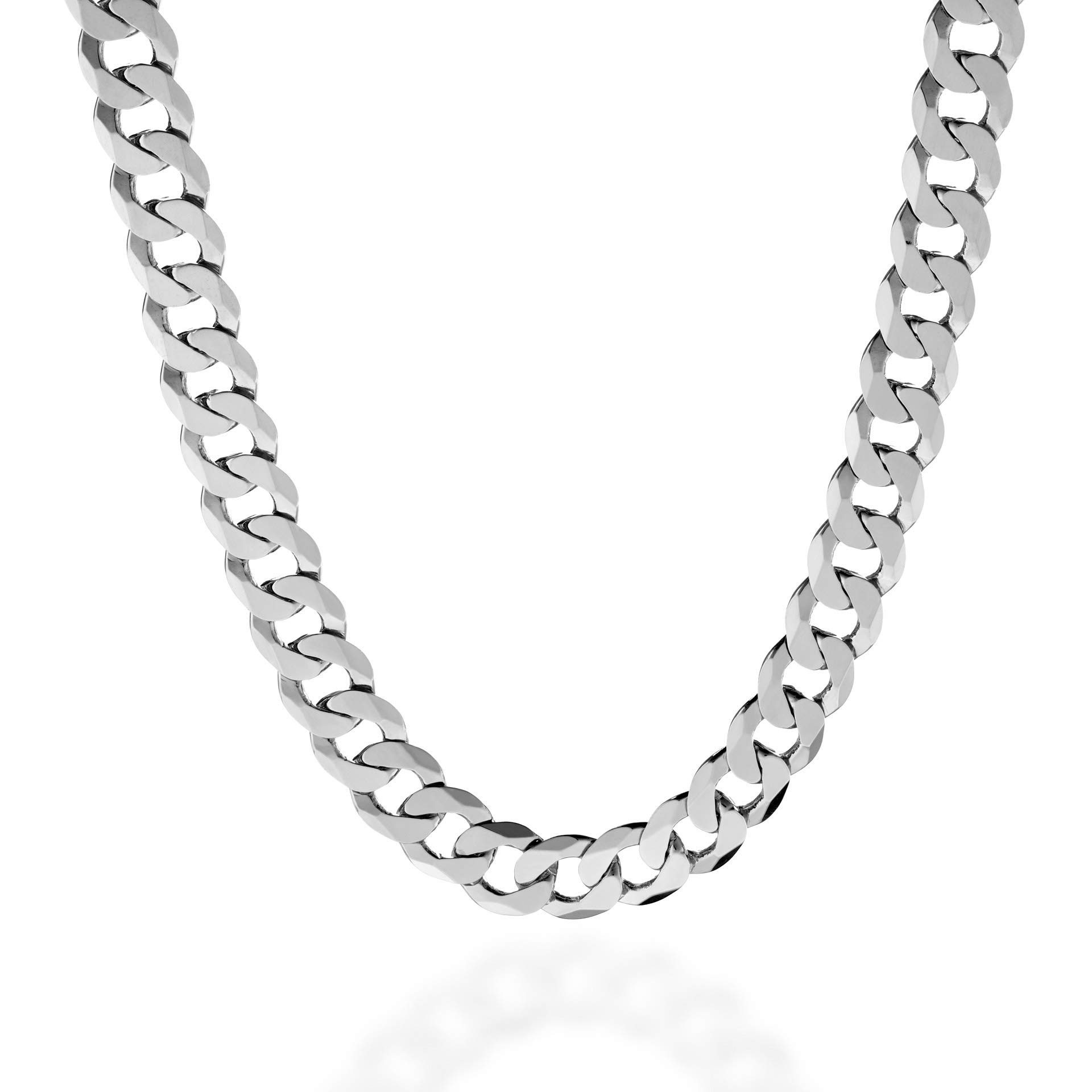 10mm Extra Shiny Men's Cuban Link Chain in 925 Sterling Silver - Italian Diamond Cut Necklace (18-30 Inch) | Premium Quality Jewelry Made in Italy | Gift Box Included | Perfect for Gifts, Parties & Everyday Wear