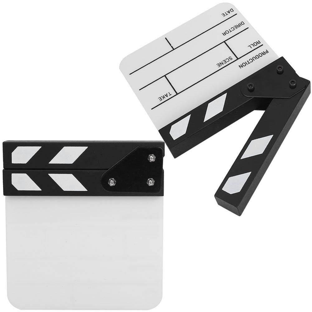 Professional Mini Acrylic Waterproof Clapperboard - Film Director Slate Board for Movie Making, TV Production & YouTube Videos | Includes Marker Pen | Perfect for Film Sets, Advertising Shoots, Cosplay & Home Decoration (Black Frame + White Writing Surface)