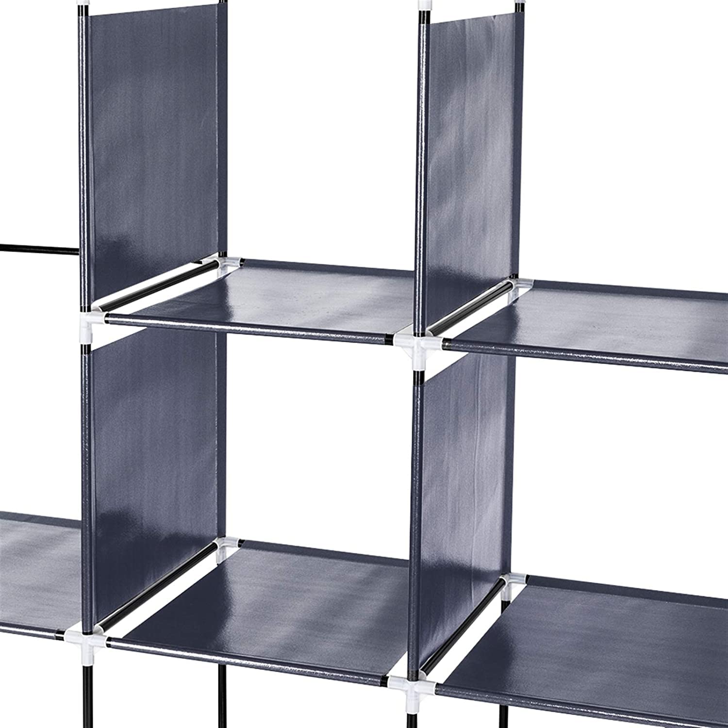 Portable Closet Organizer with Shelves - Heavy Duty Hanging Wardrobe for Clothes Storage | Space-Saving Closet for Bedroom, Dorm, or Travel (Grey)