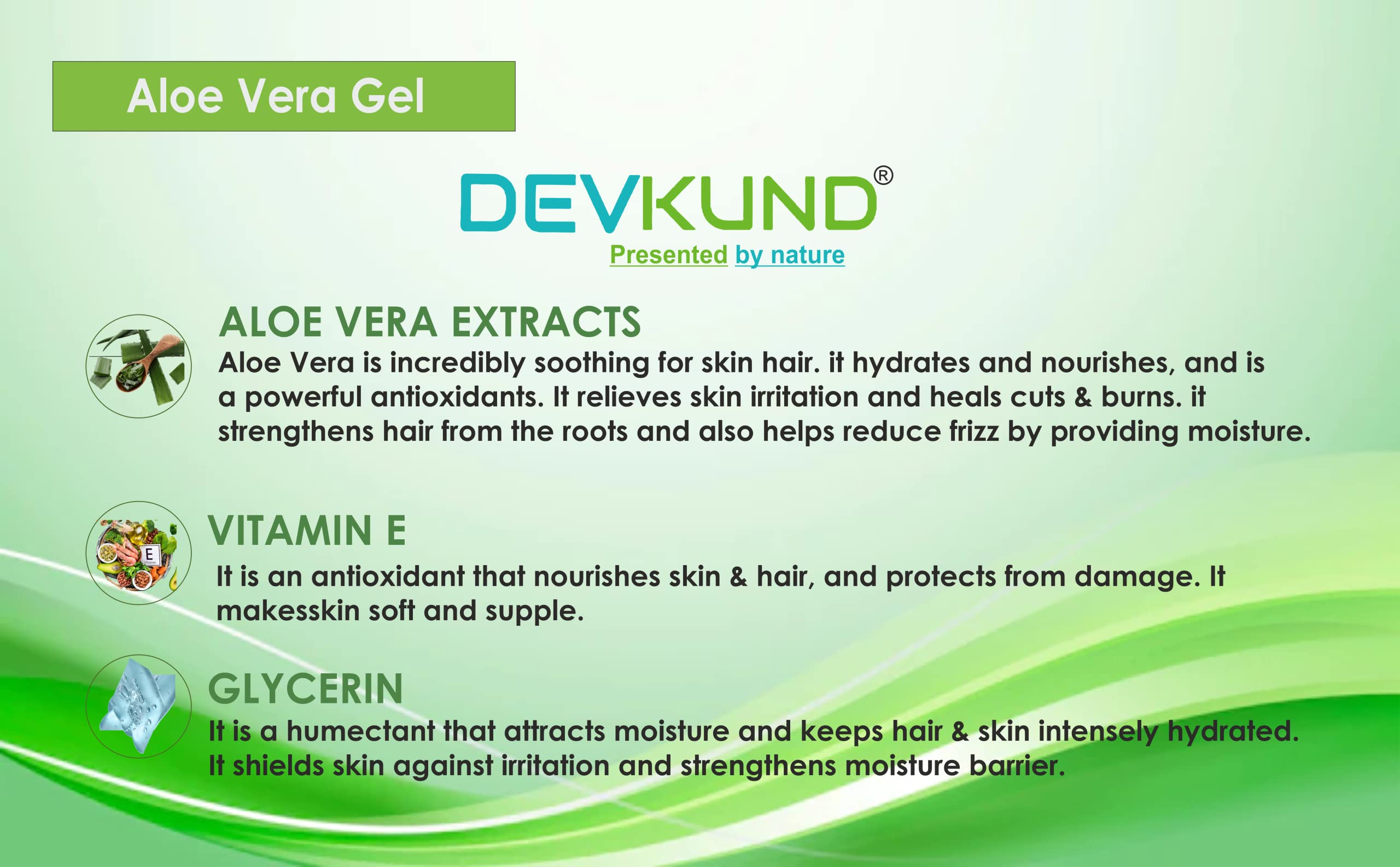 Devkund® Aloe Vera Gel for Face & Hair - 200g Hydrating Moisturizer with Soothing Properties | Multipurpose Skin Care Solution for Sunburn Relief, Dry Skin Treatment & Hair Conditioning