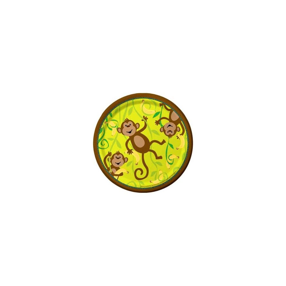 8-Count Round Paper Dessert Plates - Monkeyin' Around Fun Birthday Party Supplies for Kids, Baby Showers & Holiday Celebrations