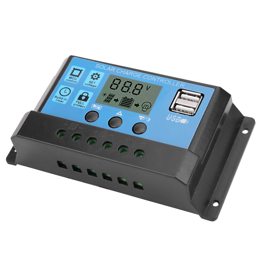 12V/24V Solar Panel Charge Controller with Digital Display - Intelligent Battery Regulator for Home, Industrial & Commercial Use - Perfect for Off-Grid Power Systems, RV, Boats & Solar Projects
