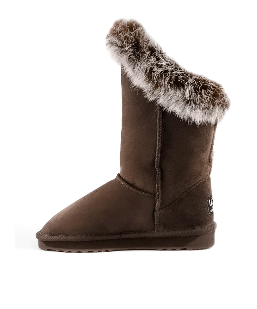 Men's UGG Classic Rabbit Fur Slippers - Cozy Winter Indoor/Outdoor House Shoes for Men