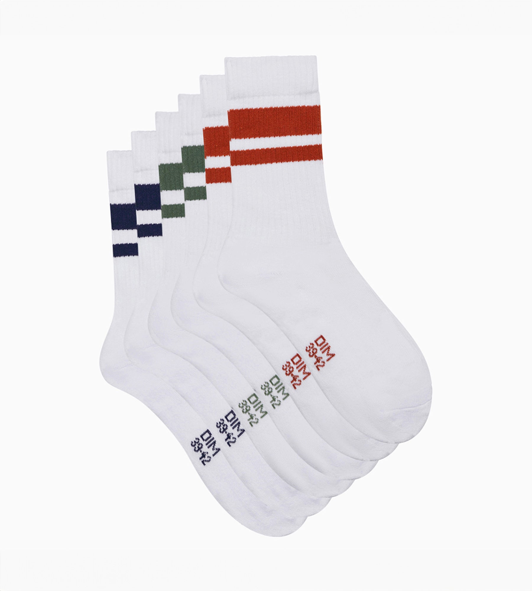 3 Pairs Men's Cotton Socks - White & Green EcoDim Sport Socks for Running, Gym & Casual Wear
