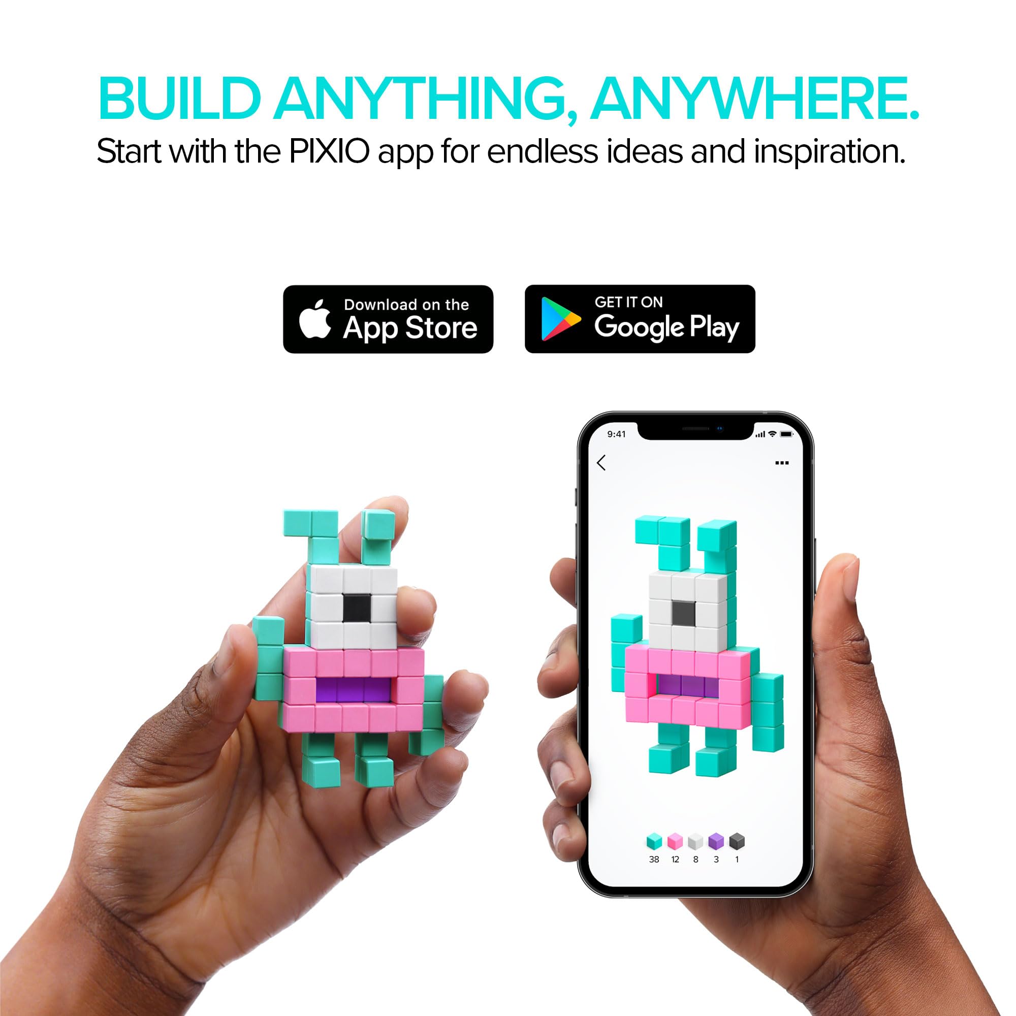 PIXIO Coffee - 60pcs Magnetic Building Blocks Toy for Kids Ages 6+ | Pixel Art Style Creative Construction Set with Free App | 5/16
