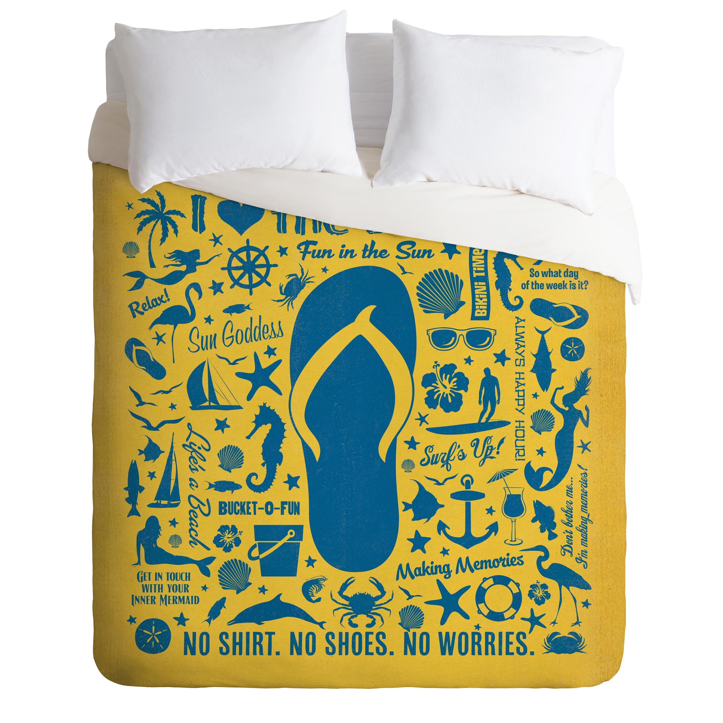 Deny Designs Anderson Design Group Flip Flop Pattern Duvet Cover - Twin/Twin XL Size | Tropical Beach Themed Bedding for Summer & Vacation Homes
