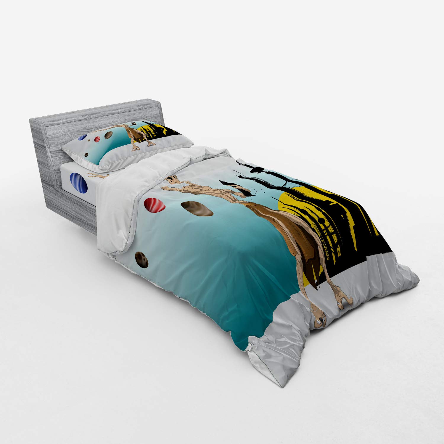 Ambesonne Outer Space Duvet Cover Set | Alien & Celestial Planet Design | 3-Piece Twin XL Bedding Set with Sham & Fitted Sheet | Multicolor Galaxy Print | Perfect for Kids' Rooms, Sci-Fi Themed Bedrooms & Space Enthusiasts