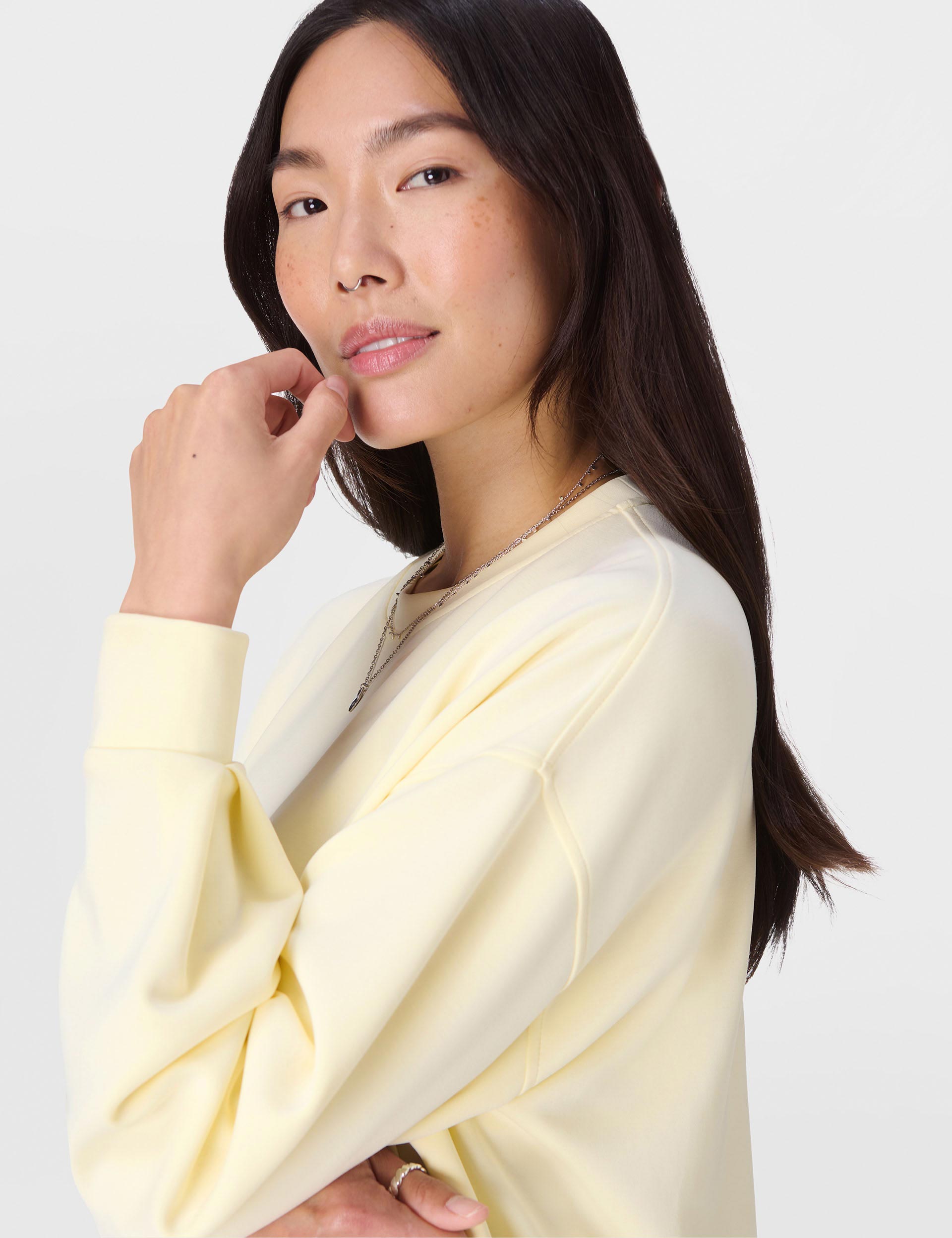 Buttercream Yellow Sand Wash CloudWeight Sweatshirt - Soft & Lightweight Pullover for Women | Perfect for Casual Wear, Loungewear & Fall Layering