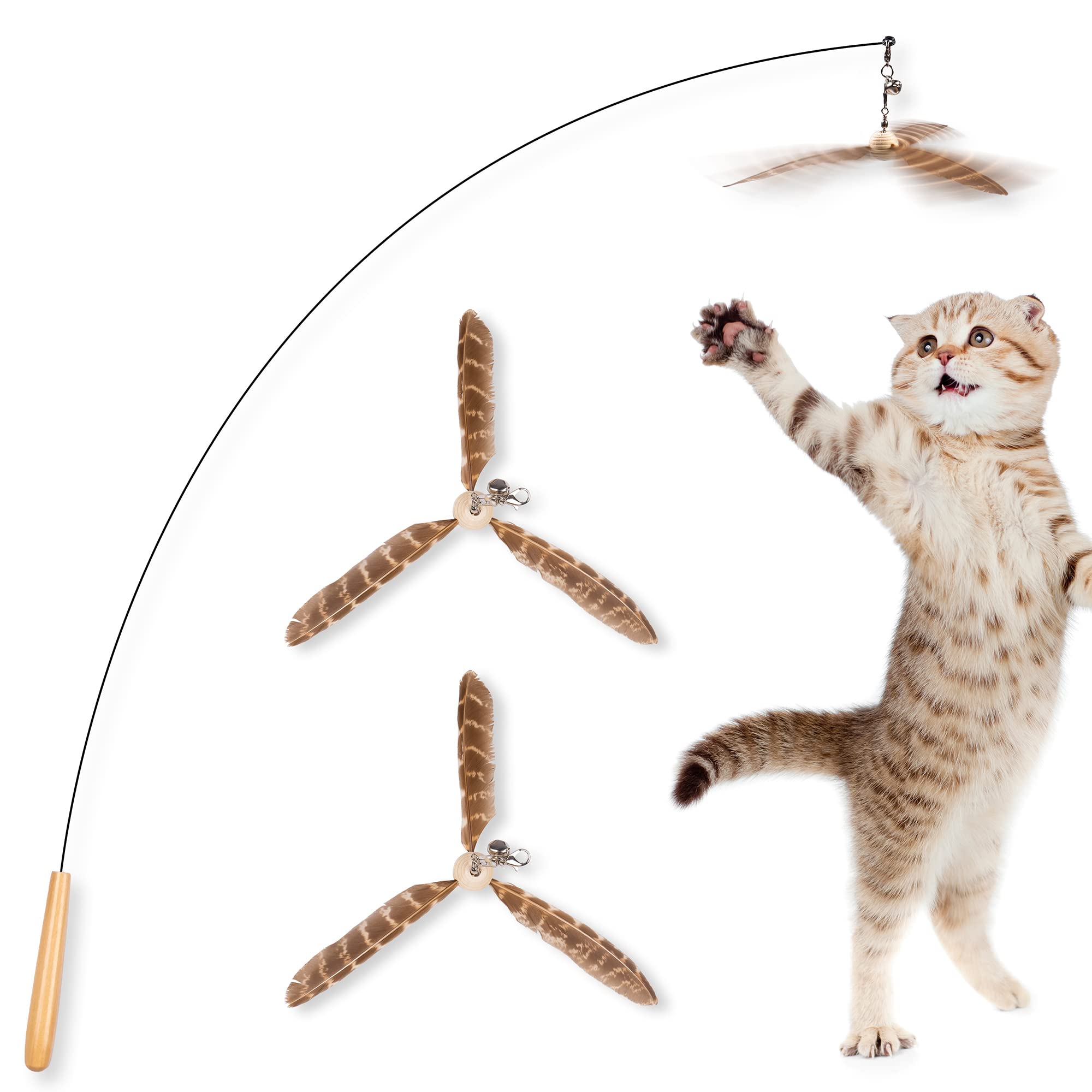 JXFUKAL Interactive Cat Wand Toy with 3 Feather Refills - 29