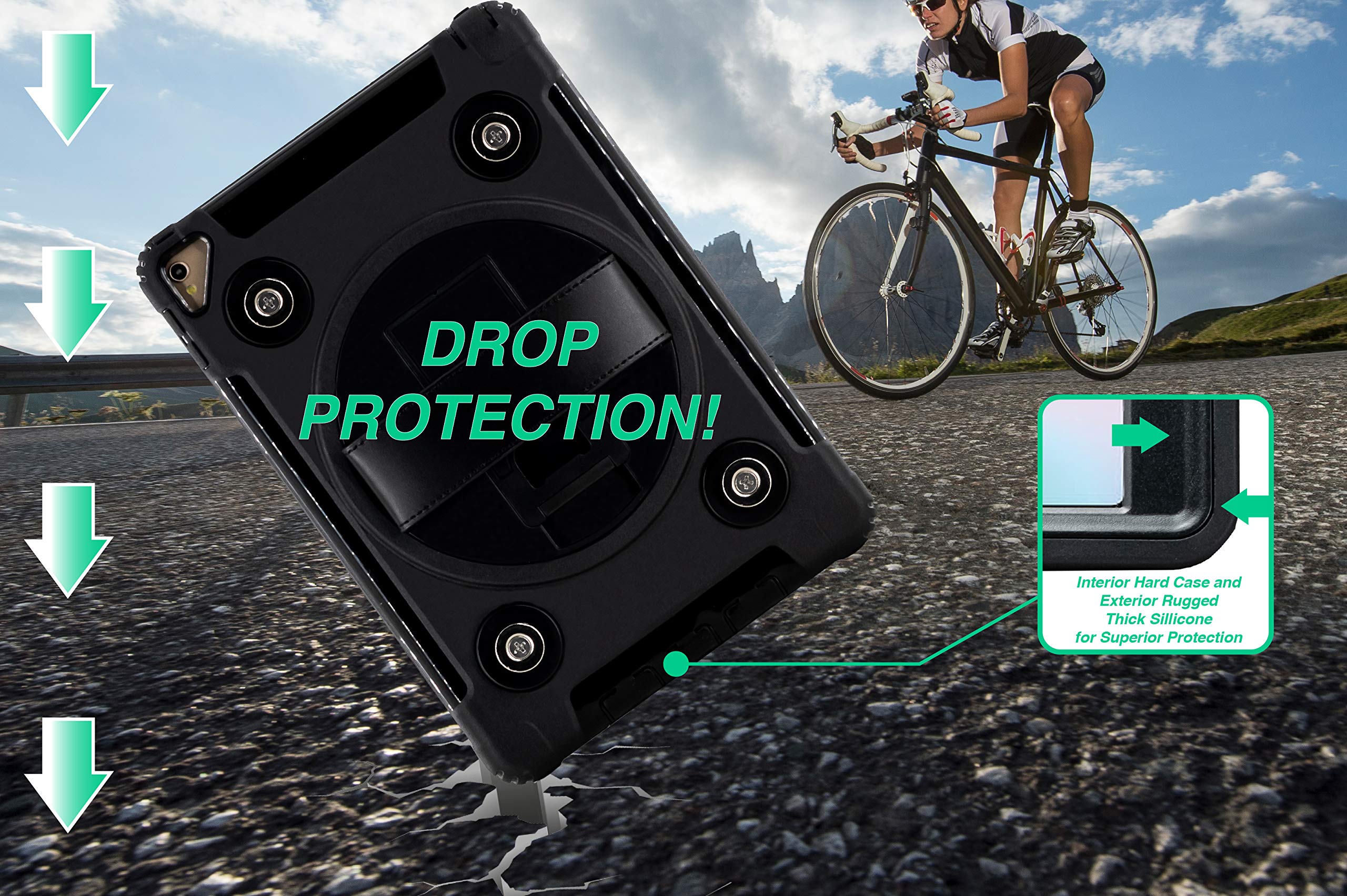 Waterproof iPad Case with Magnetic Attachment - Shockproof Protective Cover with Metal Mounting Plates for iPad Air 2, iPad 5th/6th Gen & iPad Pro 9.7