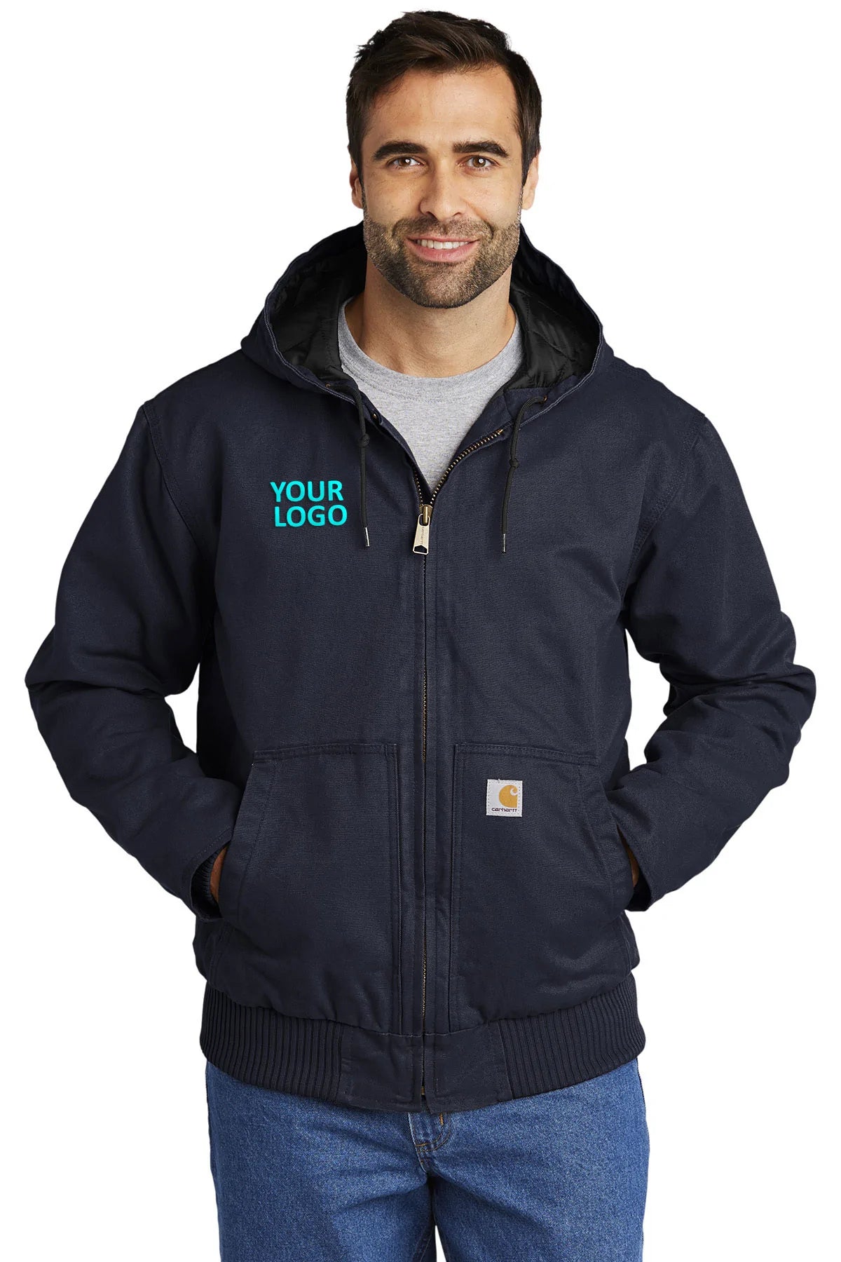 Carhartt Men's Tall Washed Duck Work Jacket - Durable Navy Blue Utility Coat for Construction, Farming & Outdoor Workwear
