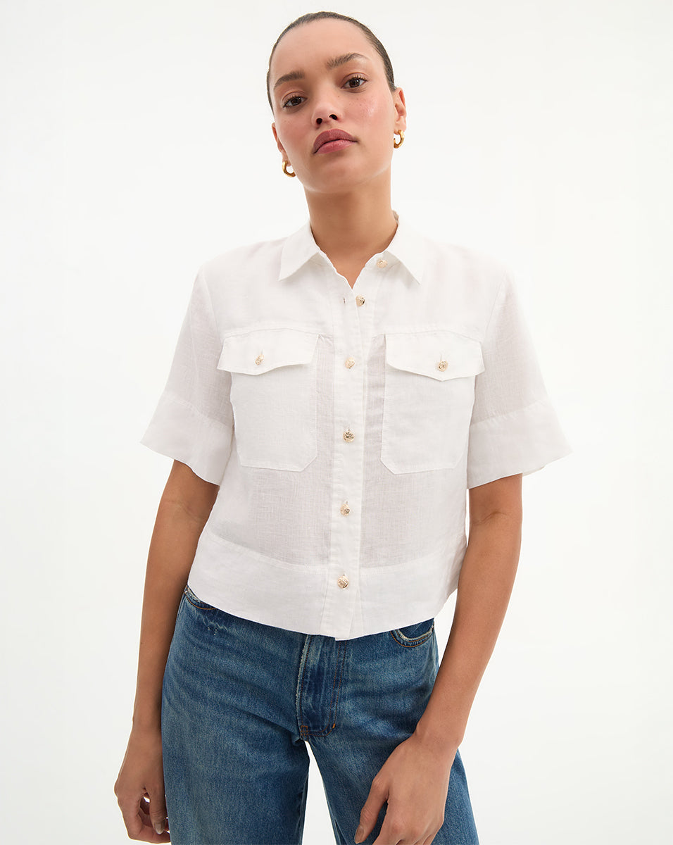 Spruce Linen Top for Women - Breathable Summer Blouse with Relaxed Fit | Perfect for Beach Vacations, Casual Outings & Boho Style