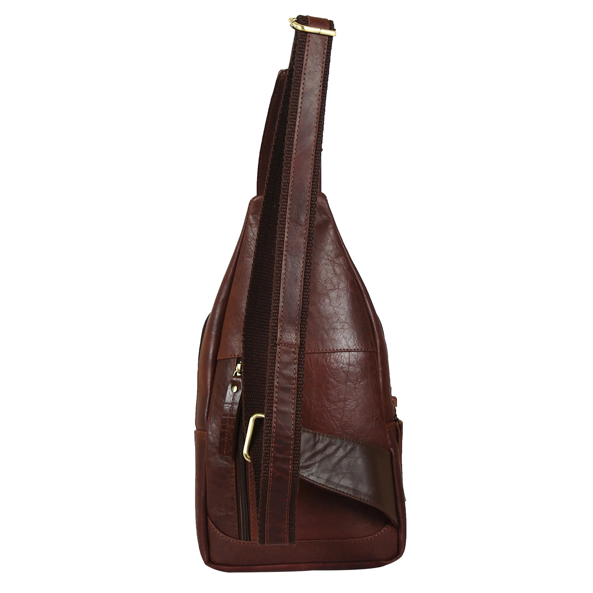 Premium Genuine Leather Sling Bag - Crossbody Chest Shoulder Backpack for Men & Women (Dark Brown) - Perfect for Travel, Hiking & Everyday Use