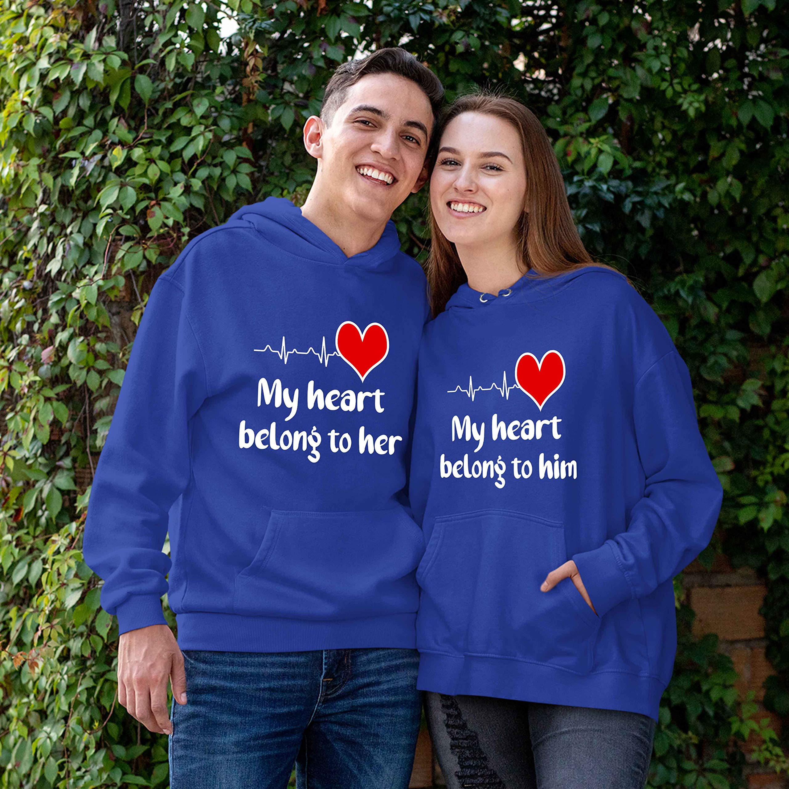 Best Family Gifts: My Heart Belongs To Him/Her Unisex Hoodies For Couples - Perfect For Date Nights & Cozy Evenings