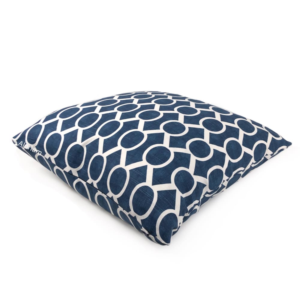 Benton Navy Blue White Circles on Diamonds Modern Pillow Cover - Decorative Throw Pillow Case for Sofa, Bed, Couch - Home Decor Accent for Living Room, Bedroom