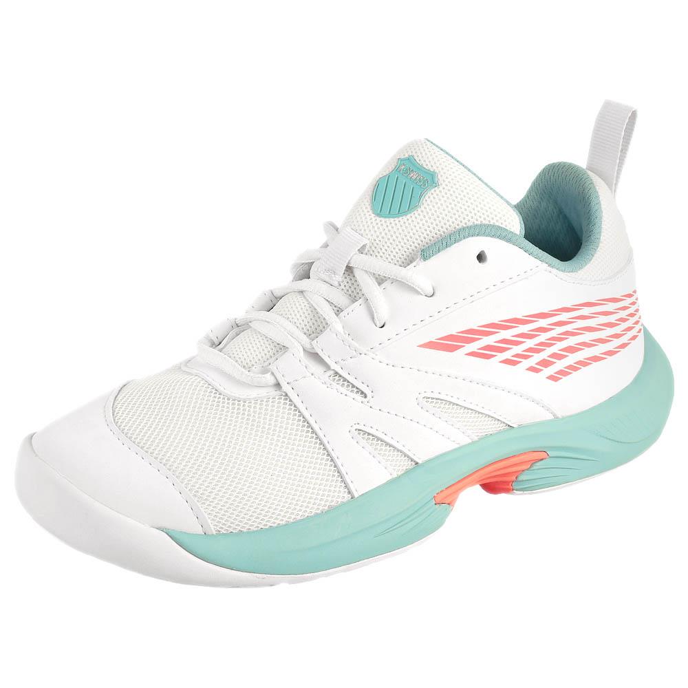 K Swiss Junior Speed Trac GS Kids' Tennis Shoes - White/Nile Blue | Lightweight & Durable for Court Sports & Casual Wear