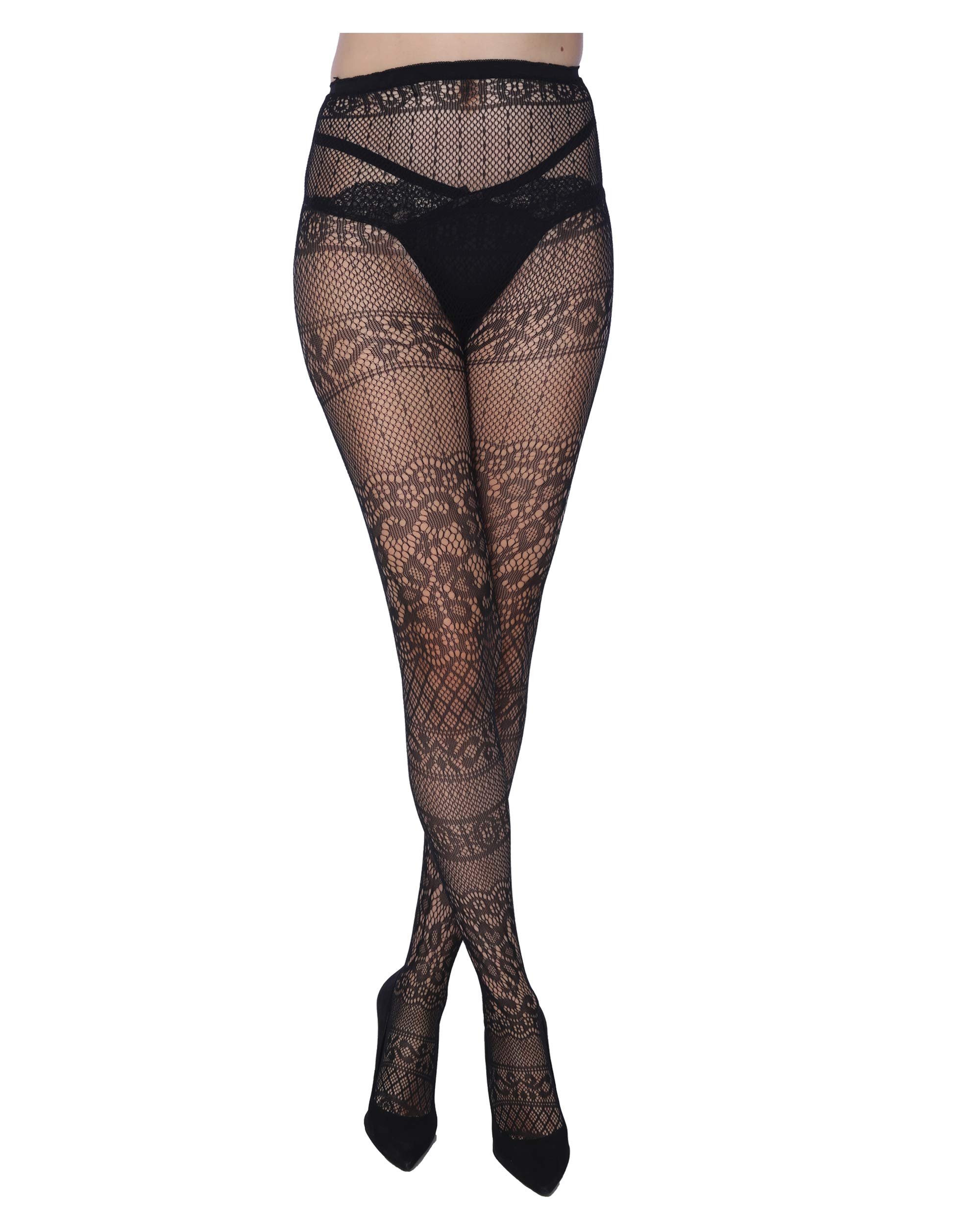 Frenchic Fishnet Women's Lace Stockings - Sexy Pantyhose for Regular & Plus Sizes (Pack of 6) | Perfect for Date Night, Cosplay, and Fashion Outfits
