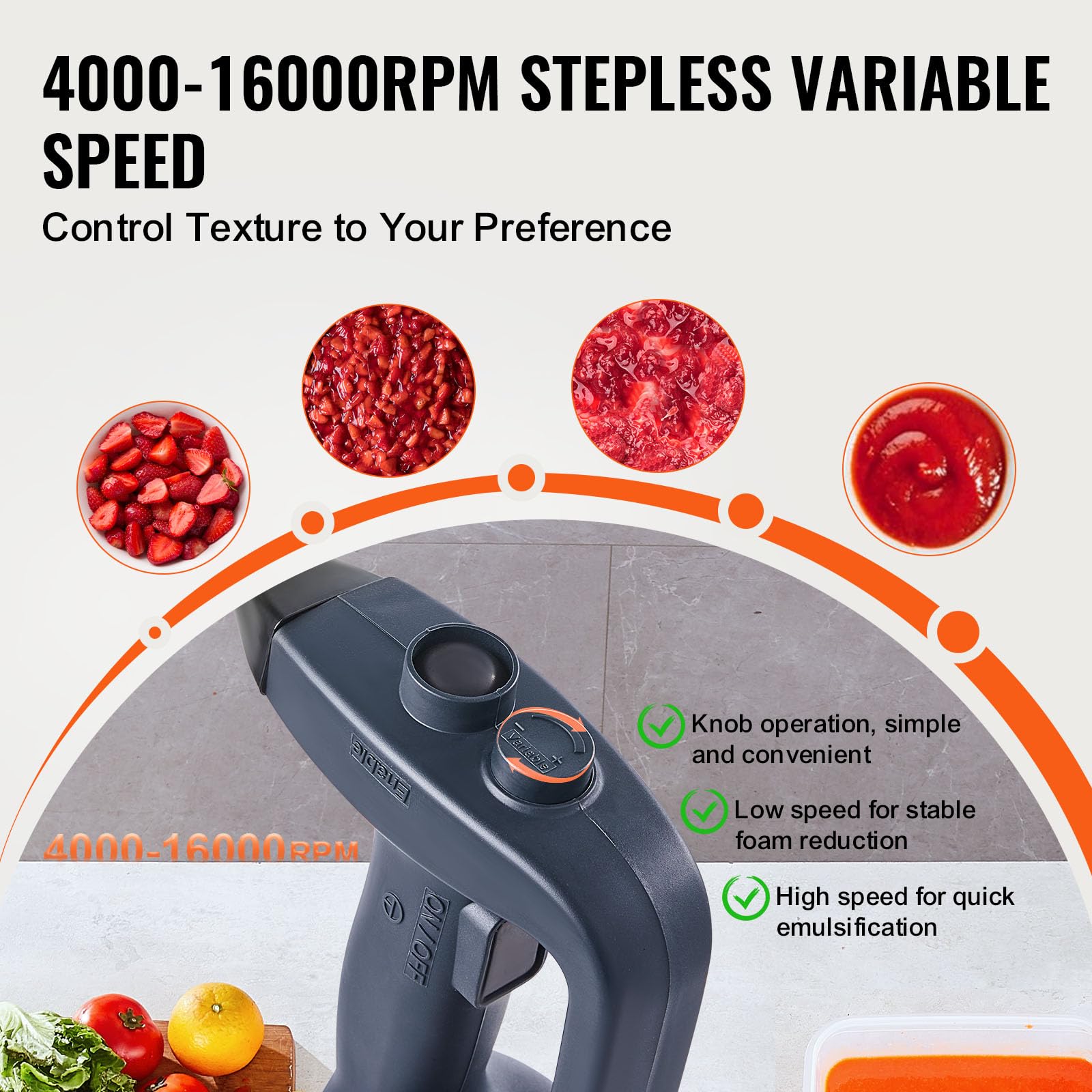 VEVOR 350W Commercial Immersion Blender - Heavy Duty Hand Mixer with 16