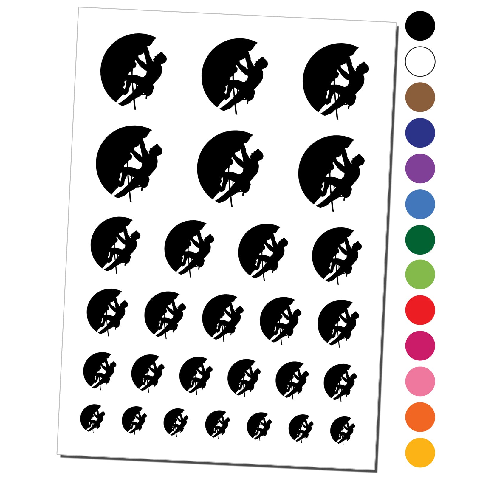 Waterproof Fake Temporary Tattoos for Rock Climbing & Hiking - Black Mountain Climber Body Art Stickers (1 Sheet) - Perfect for Outdoor Adventures, Sports Events & Costume Parties