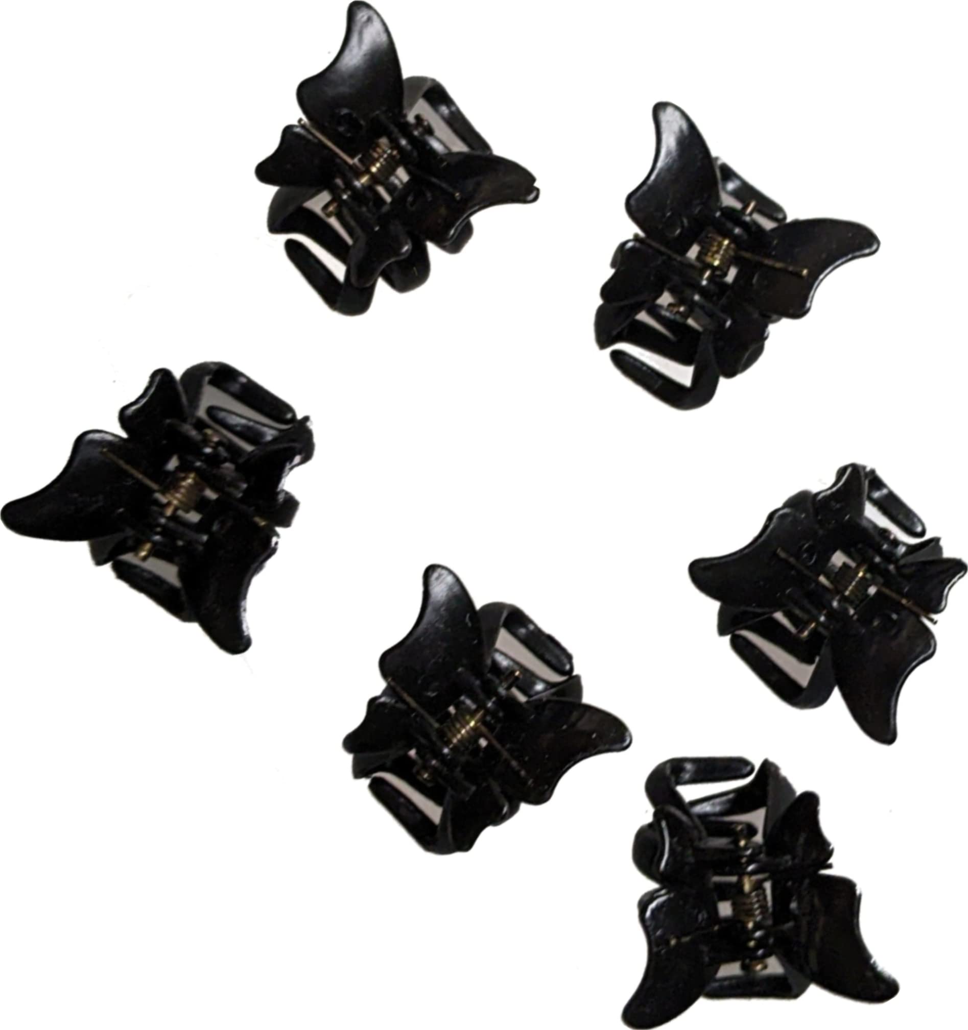 6pcs 2cm Black Butterfly Hair Clips for Women & Girls - Party & Daily Use