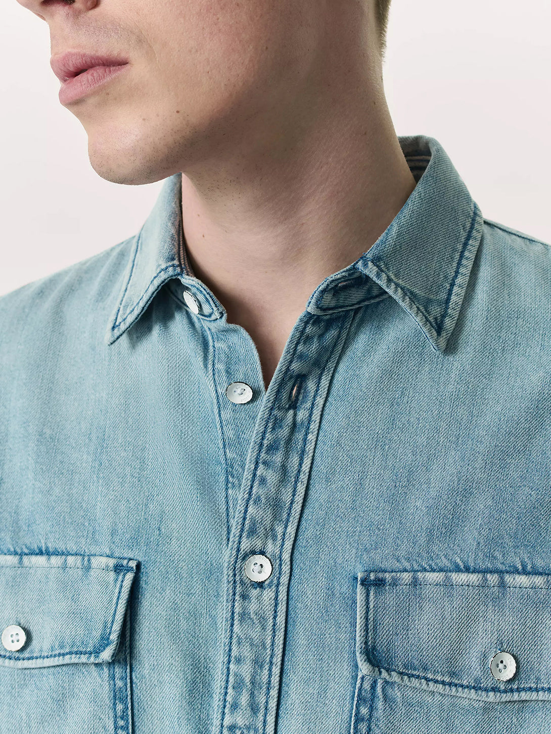 Featherweight Denim CPO Overshirt - Lightweight Men's Workwear Shirt with Button Front & Chest Pockets | Perfect for Casual Workwear, Outdoor Adventures & Layering