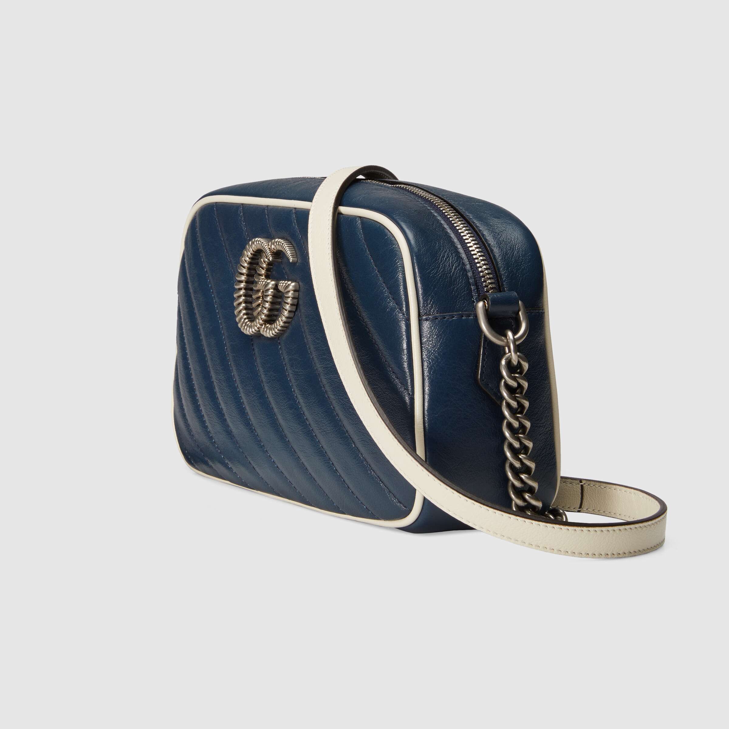Gucci GG Marmont Matelassé Leather Shoulder Bag in Blue - Luxury Crossbody Purse for Women, Perfect for Date Night & Evening Events