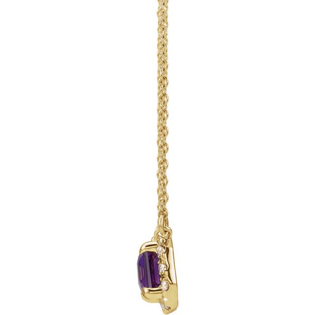 14K Gold 0.28 Carat Amethyst & 0.15 CTW Diamond Emerald Halo Pendant Necklace for Women - Elegant Gift for Valentine's Day, Anniversary or Special Occasion