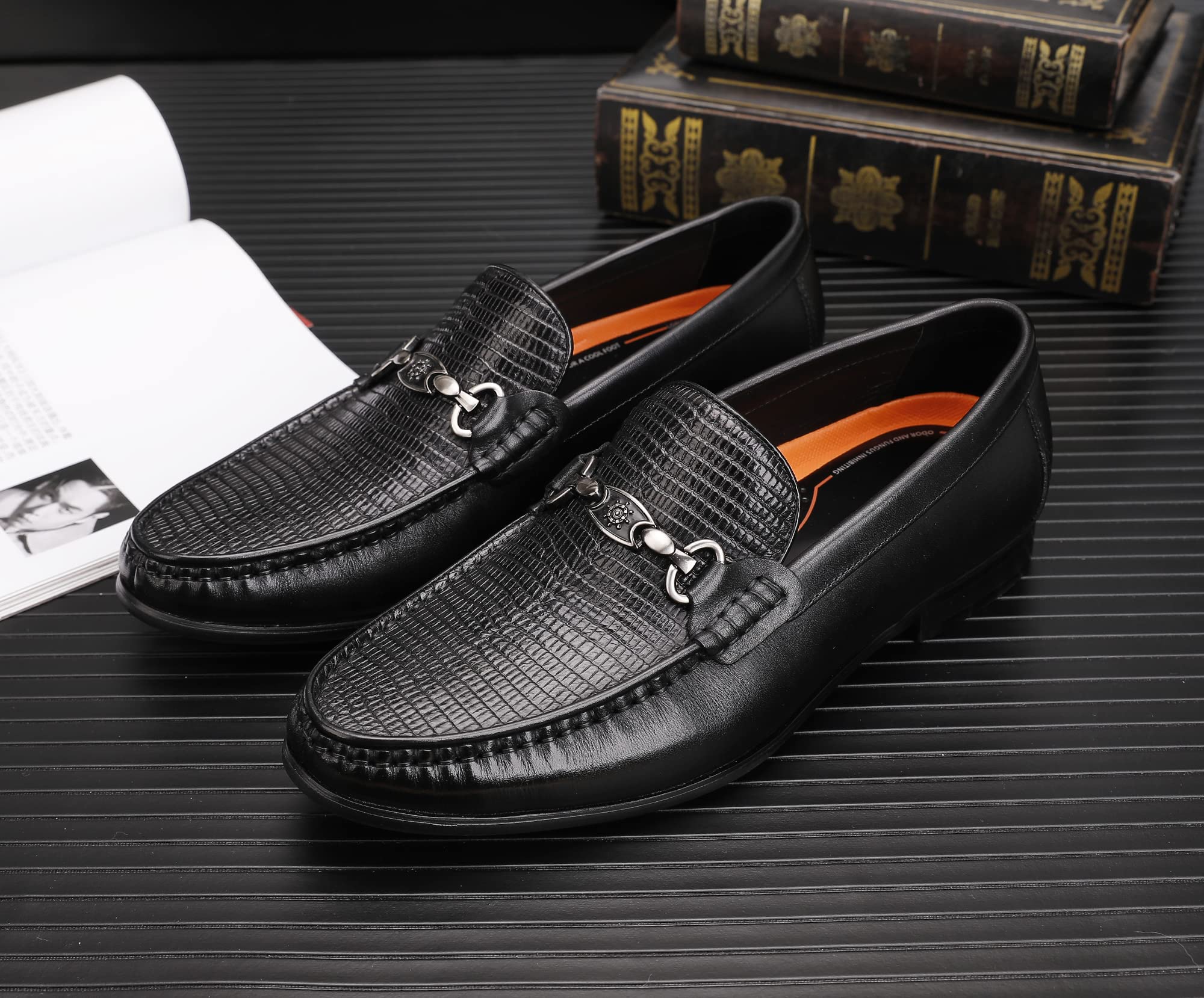 Premium Men's Black Leather Loafers - Handcrafted Dress Shoes for Wedding, Party & Formal Events | Slip-On Penny Loafers with Classic Style & Comfort