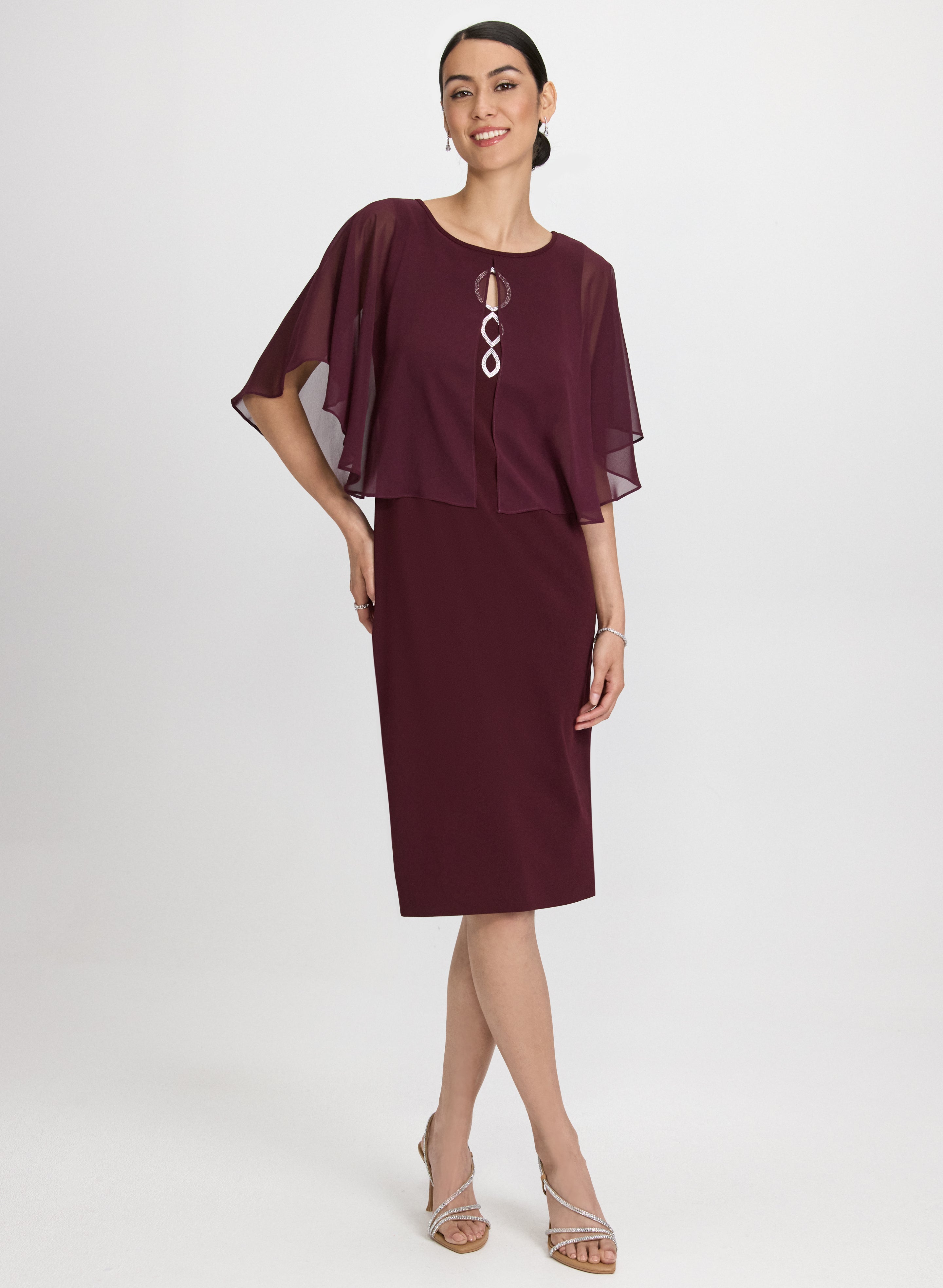 Elegant Capelet Overlay Dress for Women | Chic & Versatile Formal Wear | Perfect for Weddings, Parties & Evening Events