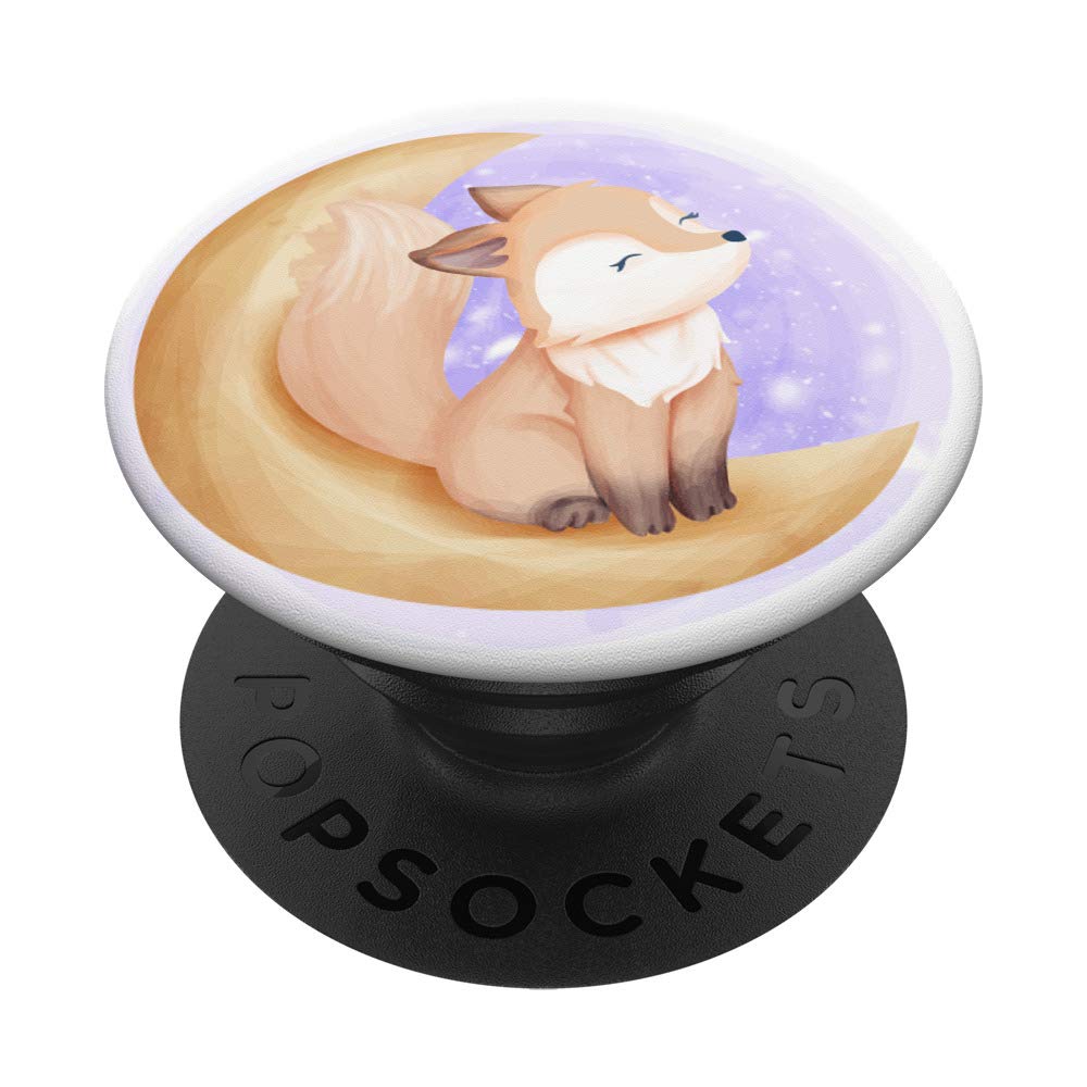 Fox on the Moon Watercolor PopSockets PopGrip - Swappable Phone & Tablet Grip with Cute Animal Design - Perfect Gift for Art Lovers & Phone Accessories