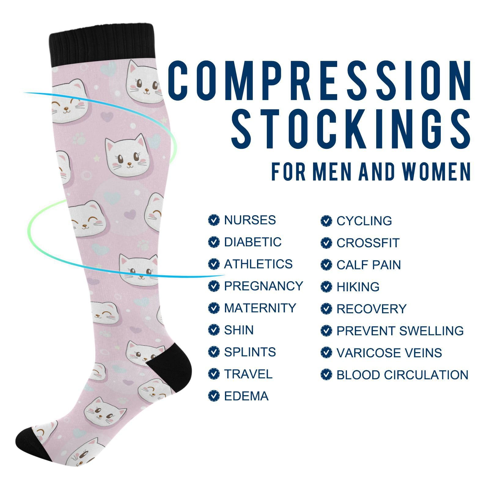 KLL Compression Socks for Women & Men - Medical Grade Circulation Support Socks for Running, Cycling, Nursing & Travel - Improve Blood Flow & Reduce Swelling