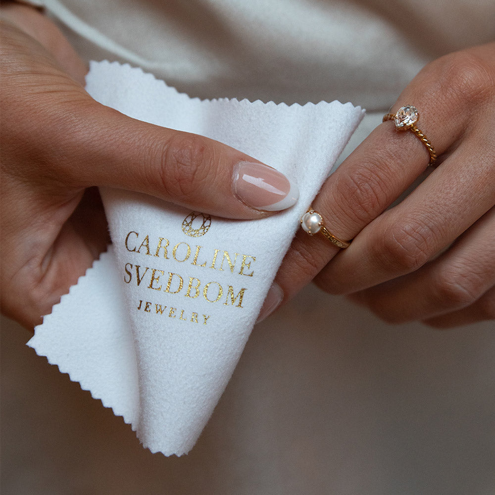 Premium Microfiber Polishing Cloth - White with Gold Logo - for Glasses, Jewelry, Watches & Electronics Cleaning - Scratch-Free & Lint-Free
