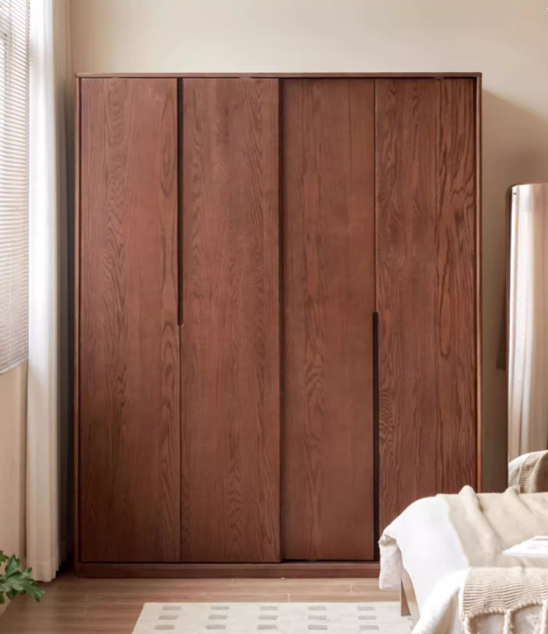 Solid Oak Wood Sliding Door Wardrobe Closet - Modern & Spacious Storage for Bedroom, Walk-In Closet, or Living Room Organization