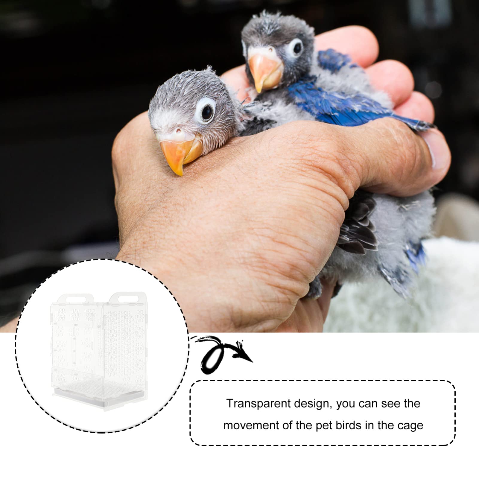1pc Transparent Acrylic Bird Cage with Removable Tray - Parrot Feeding Cage for Small Birds, Canaries - Easy Clean Bird House for Home, Office, or Garden Decor