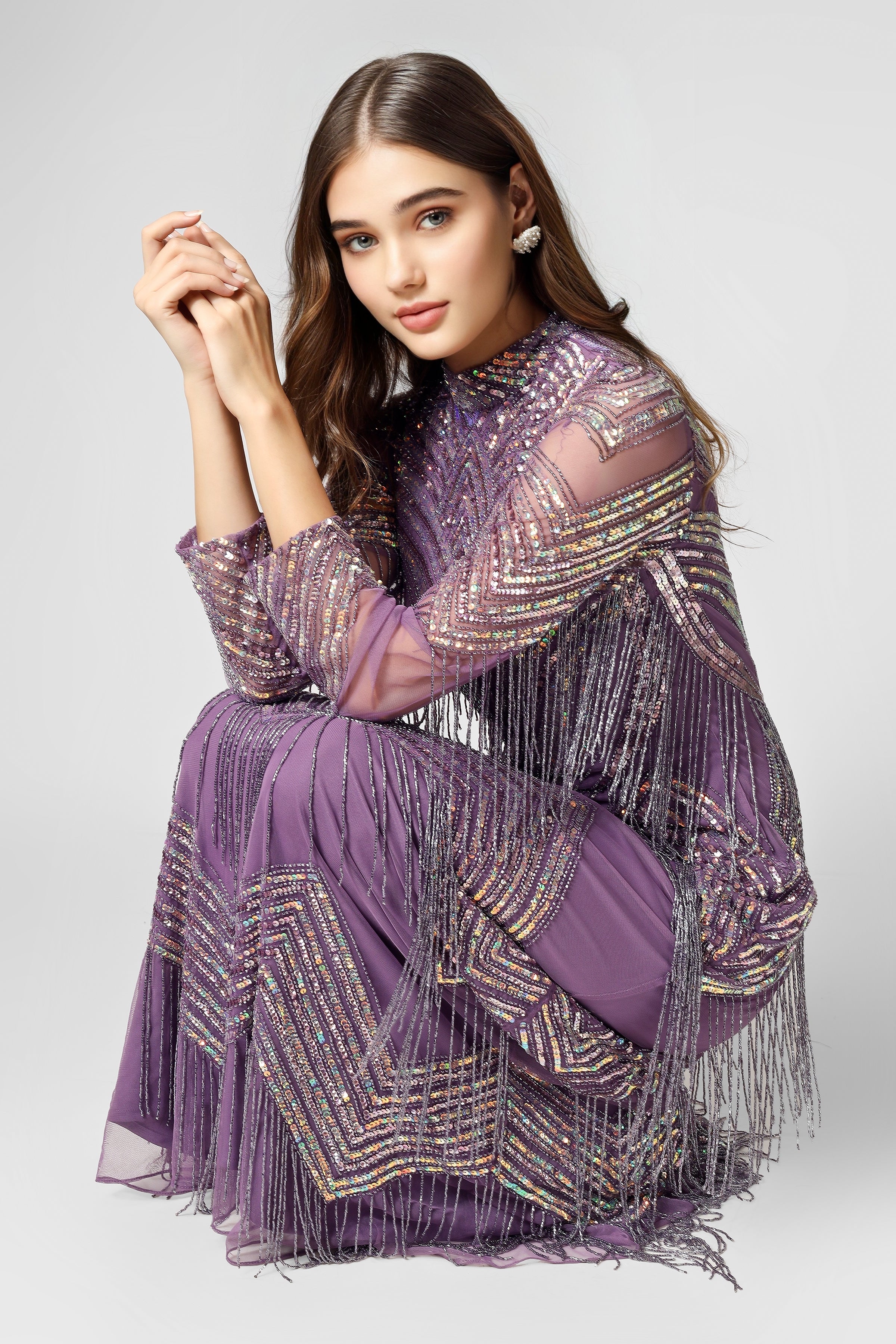 Nelissa Purple Fringe Dress for Women - Boho Chic Party Dress with Beaded Details | Perfect for Festivals, Weddings & Night Out