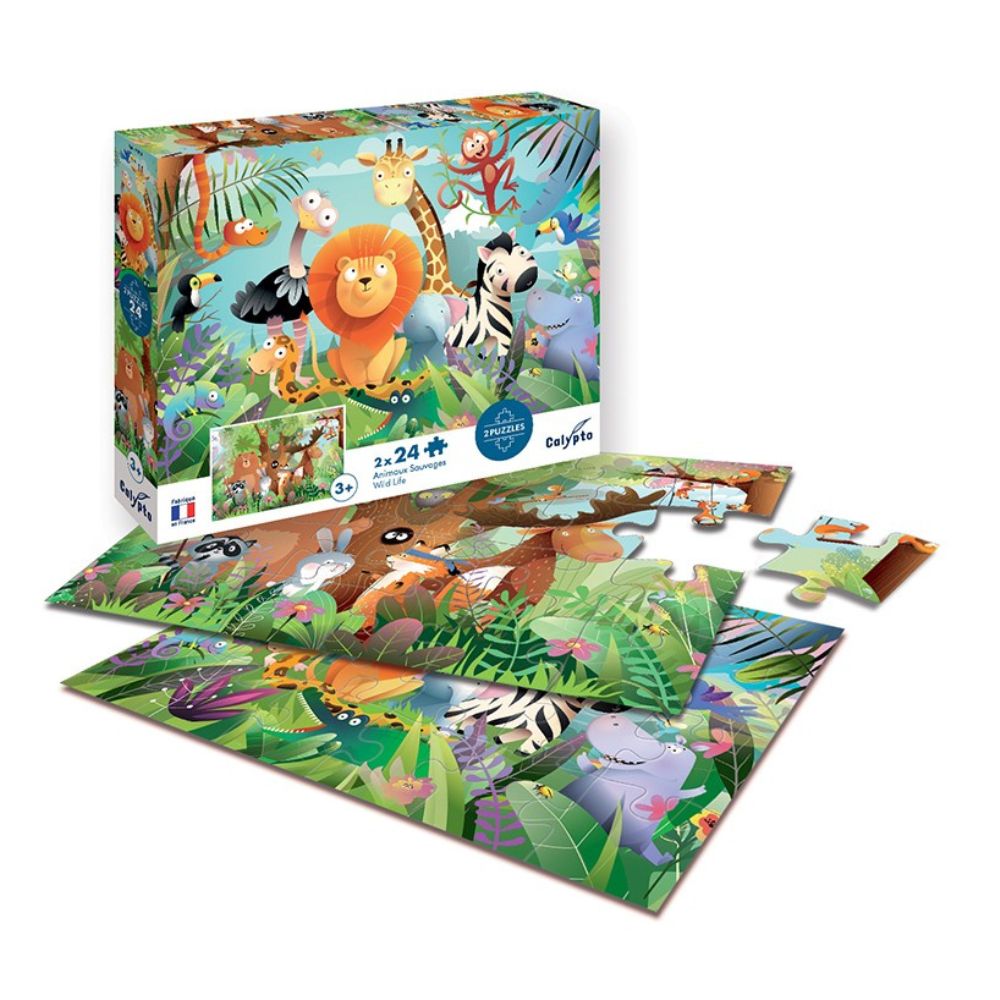 Calypto Wild Animals Jigsaw Puzzles - 2 Pack, 24 Pieces Each | Fun & Educational Puzzle for Kids, Family Game Night, Classroom Activities