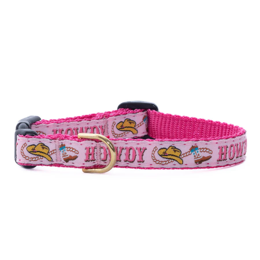 Pink Howdy Dog Collar - Adjustable Pet Collar with D-Ring for Small Medium Dogs, Perfect for Walking Training & Outdoor Adventures