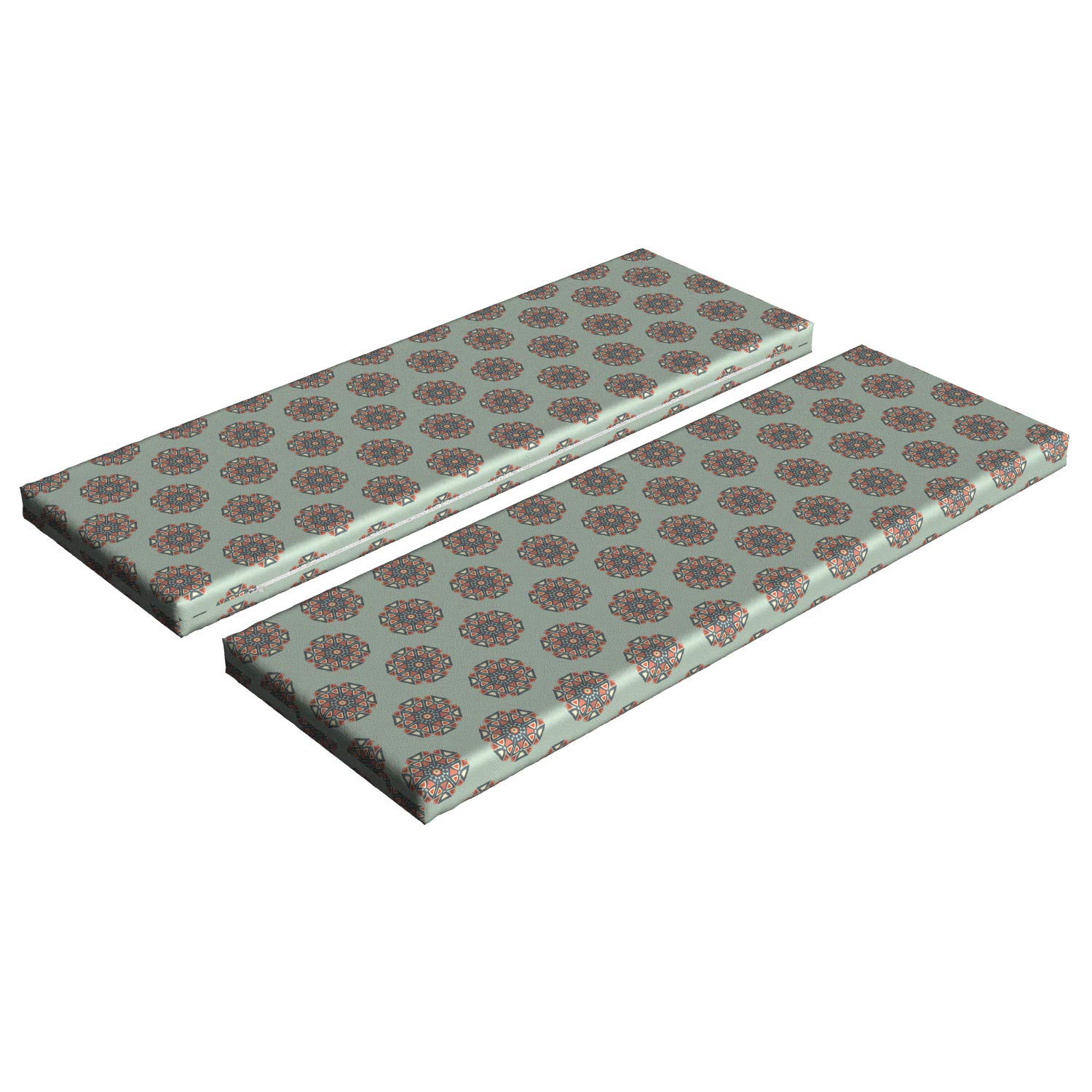 Ambesonne 2-Piece Abstract Bench Cushion Set - Mandala Geometric Hexagon Design with Eastern Folk Patterns, 45