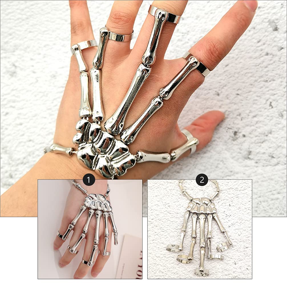 Gothic Skull Bracelet for Men & Women - Alloy Skeleton Bangle for Cosplay & Halloween