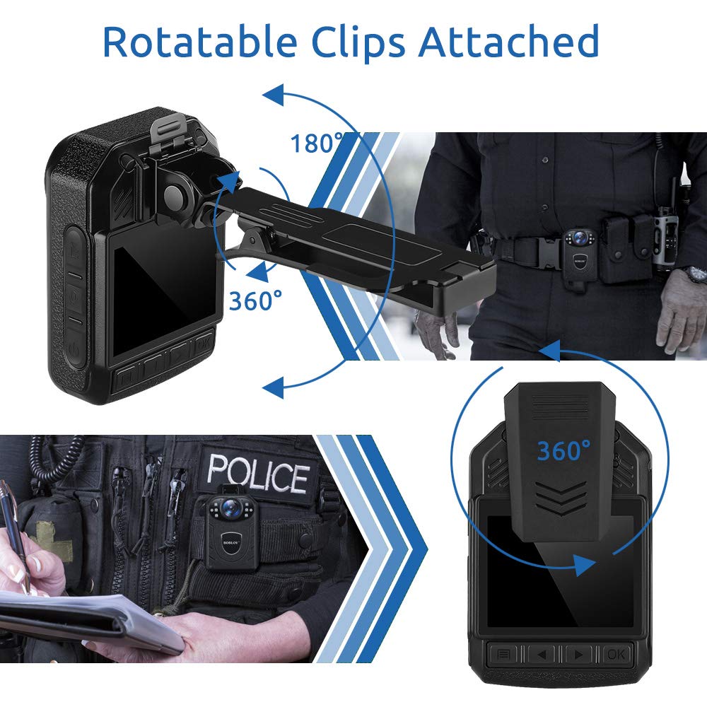 BOBLOV KJ21 1296P HD Body Camera with 128GB Expandable Memory, 8-10 Hours Recording - Police, Security, Outdoor Activities Wearable Camera for Law Enforcement, Hiking & Surveillance