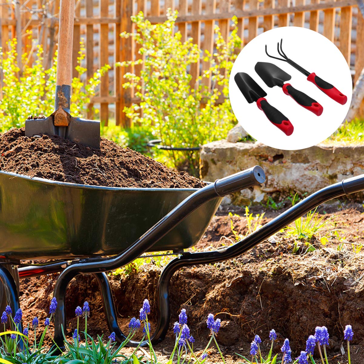 Hemoton Kids Gardening Tools Set - Dual Purpose Flower Shovel & Rake for Toddlers | Durable Child-Safe Garden Tools Kit for Outdoor Planting, Flower Beds & Backyard Activities