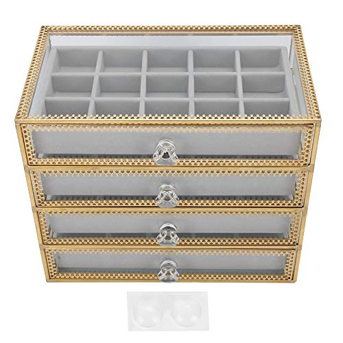 60 Grids Clear Glass Nail Tips Organizer with 4-Layer Drawer - Acrylic Nail Storage Box for Fake Nails, Jewelry & Beauty Accessories - Perfect for Salon, Home & Travel Organization