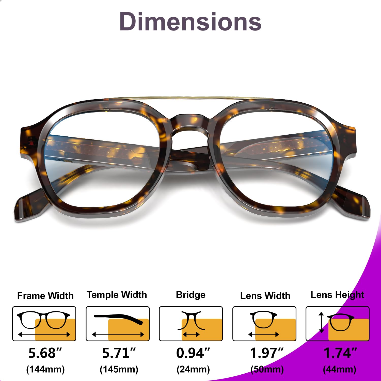 Sanford Aviator Square Blue Light Blocking Glasses for Men & Women - Reduce Eye Strain for Computer, Gaming & Digital Screen Use