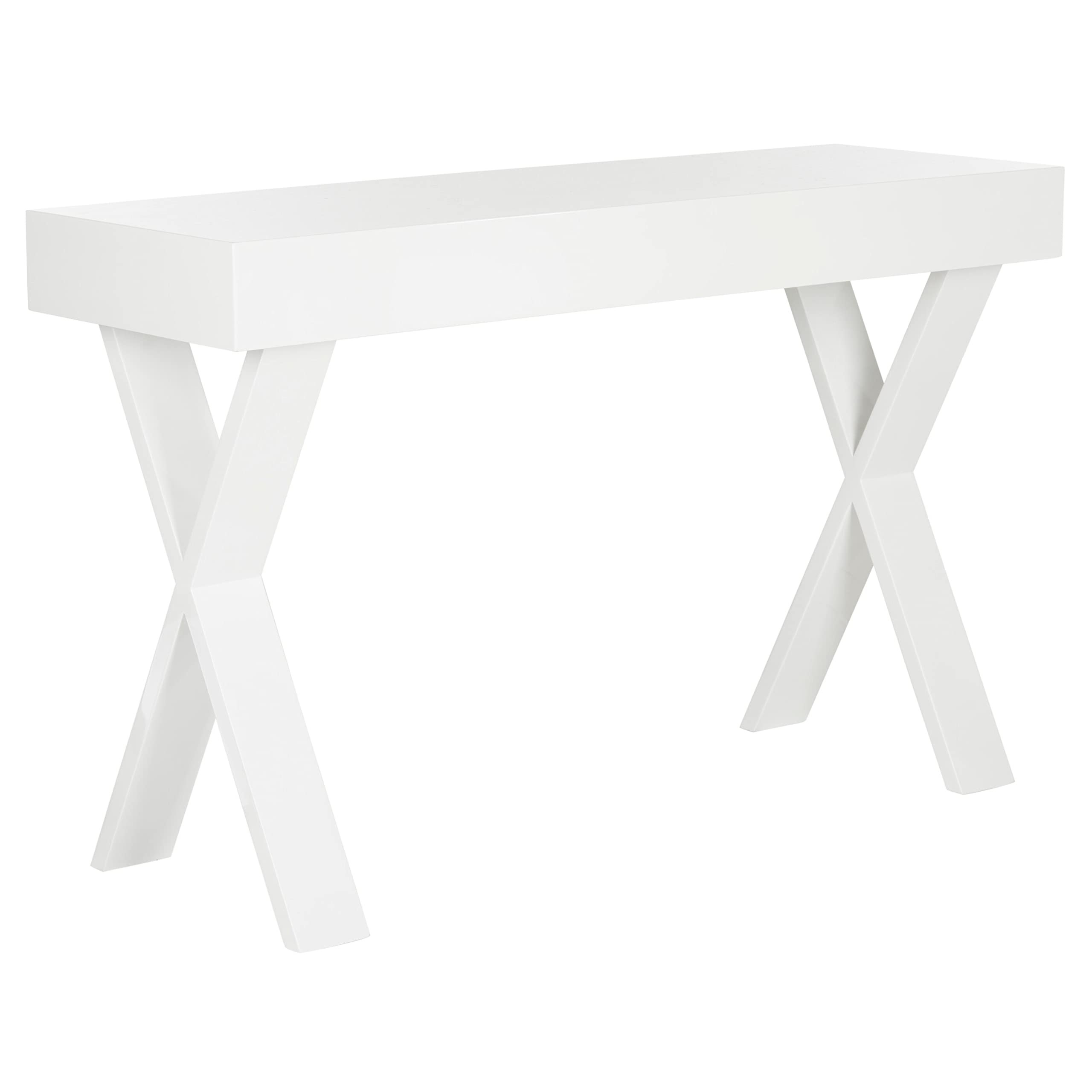 Safavieh Alessia White Lacquer Vanity Desk with 1 Drawer - Modern Dressing Table for Bedroom, Makeup & Beauty Station - Perfect for Home Office & Small Spaces