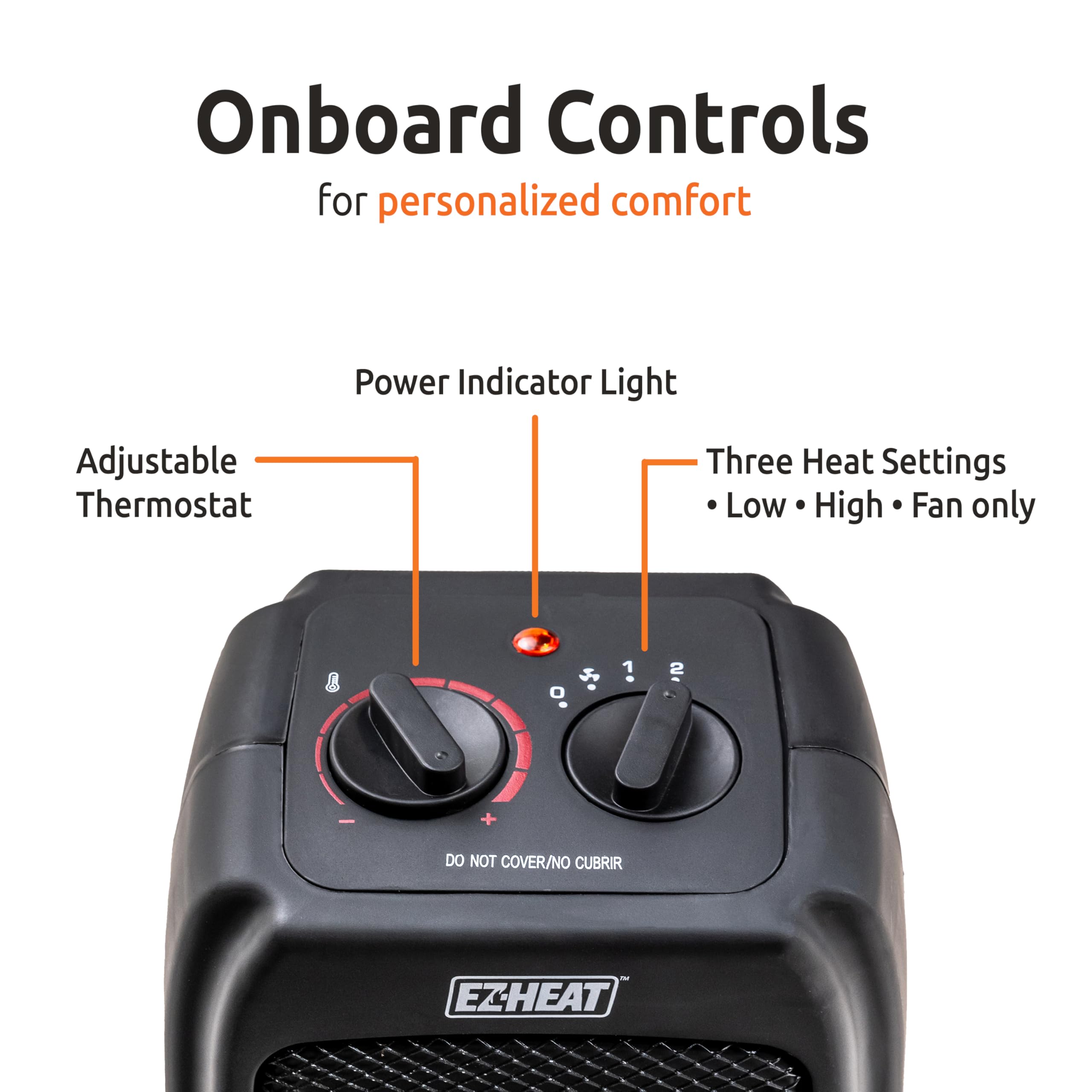 ST-MTPTC113 Electric Ceramic Portable Space Heater with Adjustable Thermostat, Quiet Fan & Safety Features - Overheat Protection & Tip-Over Switch for Home, Office & Bedroom Use