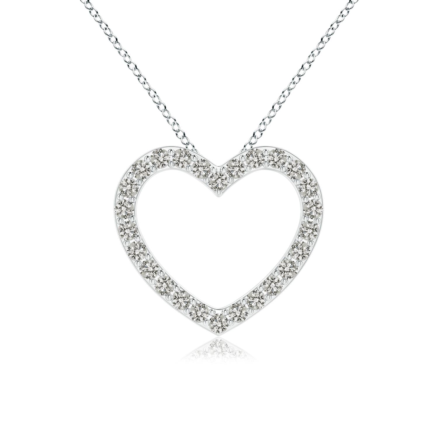 **Angara Natural 0.1 Ct Diamond Heart Pendant Necklace for Women - Sterling Silver (Color K, Clarity I3) | April Birthstone Jewelry, Birthday, Anniversary & Wedding Gift for Her - Perfect for Romantic Occasions & Special Celebrations**